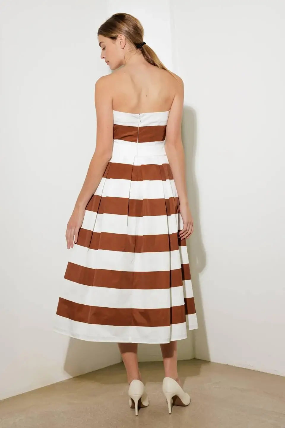 EVERYDAY HUSTLE RUST WOVEN MIDI DRESS - Flying Tomato - Flyclothing LLC