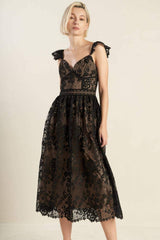 KNOW YOU BETTER LACE WOVEN MIDI DRESS - Flying Tomato - Flyclothing LLC
