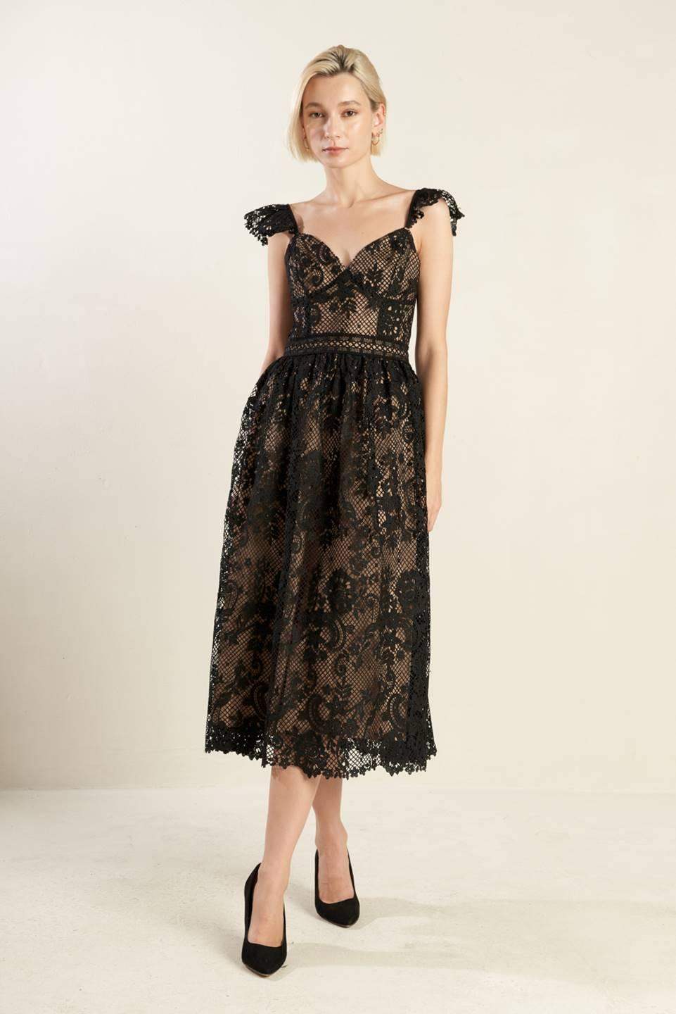KNOW YOU BETTER LACE WOVEN MIDI DRESS - Flying Tomato - Flyclothing LLC