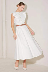 SOFT POWER STORY WOVEN MIDI DRESS - Flying Tomato - Flyclothing LLC