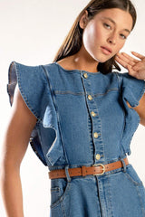 CLASSIC WITH A TWIST DENIM MIDI DRESS - Flying Tomato - Flyclothing LLC