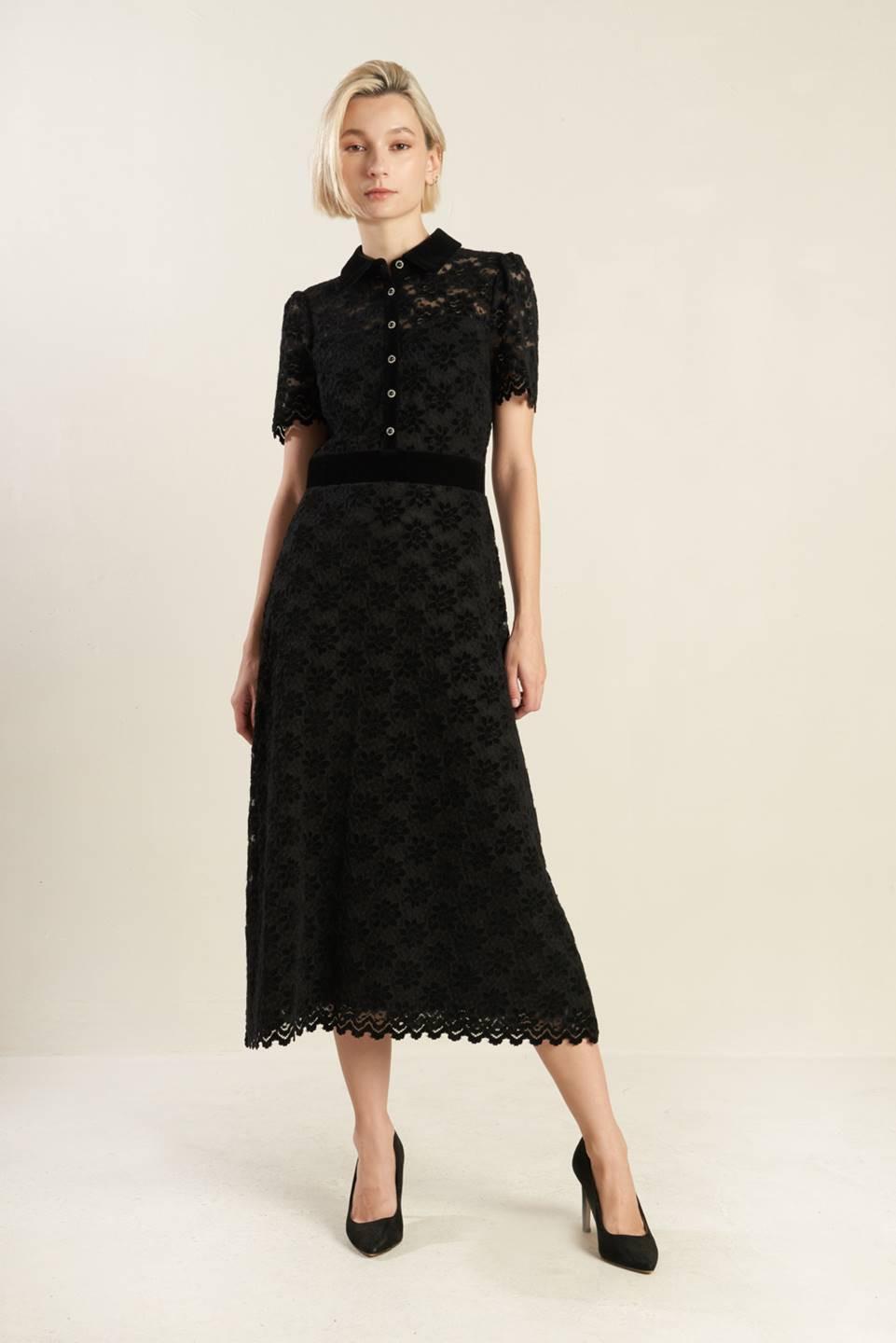 BOLD SYMPHONY WOVEN LACE MIDI DRESS - Flying Tomato - Flyclothing LLC