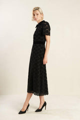 BOLD SYMPHONY WOVEN LACE MIDI DRESS - Flying Tomato - Flyclothing LLC