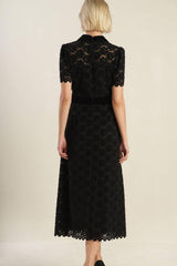 BOLD SYMPHONY WOVEN LACE MIDI DRESS - Flying Tomato - Flyclothing LLC