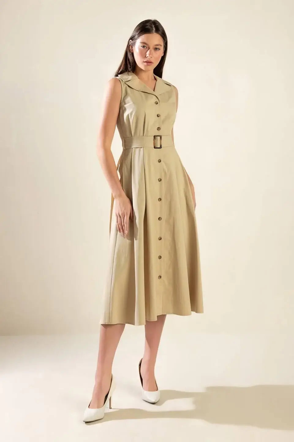 IDEAL APPROACH WOVEN MIDI DRESS - Flying Tomato - Flyclothing LLC