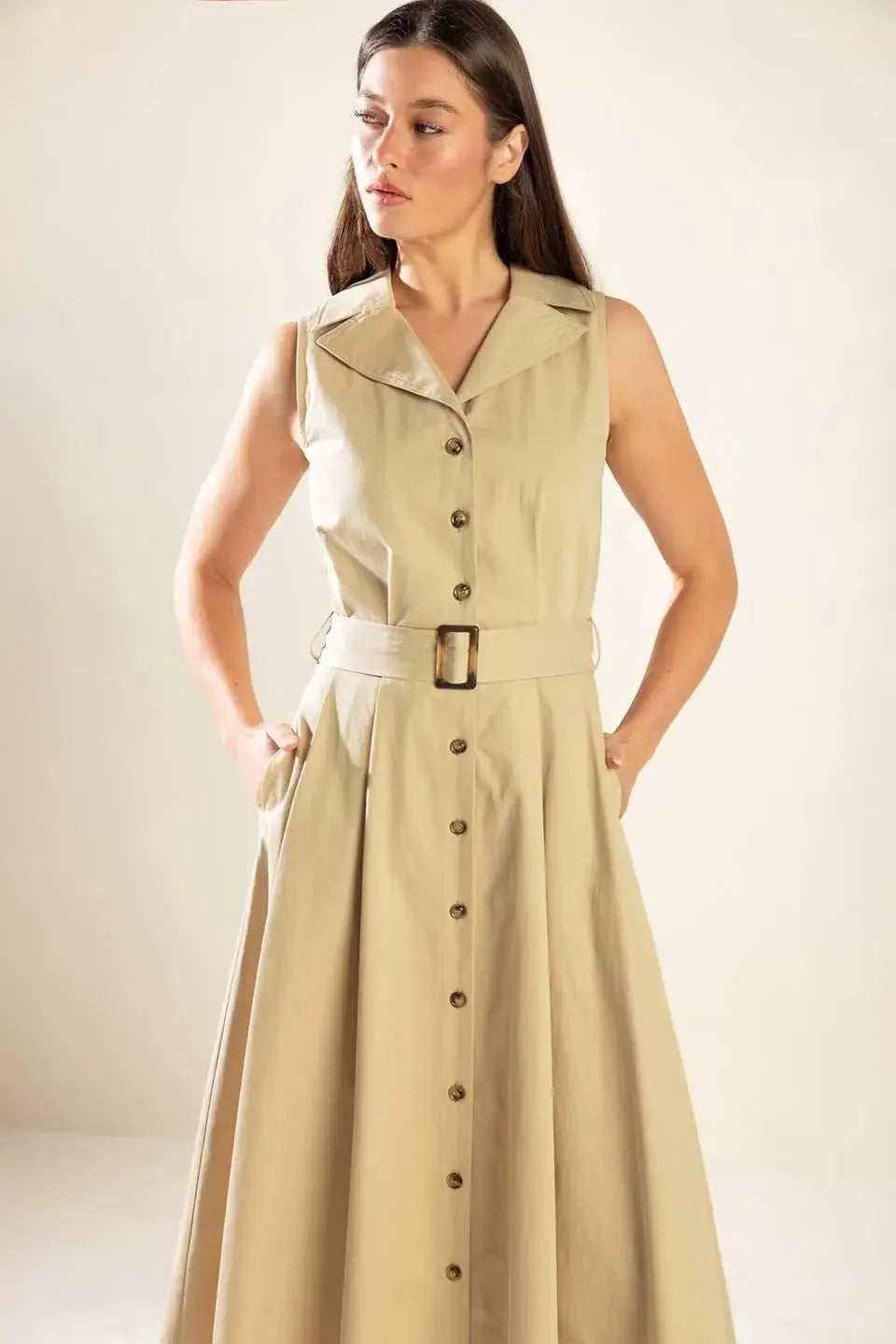 IDEAL APPROACH WOVEN MIDI DRESS - Flying Tomato - Flyclothing LLC