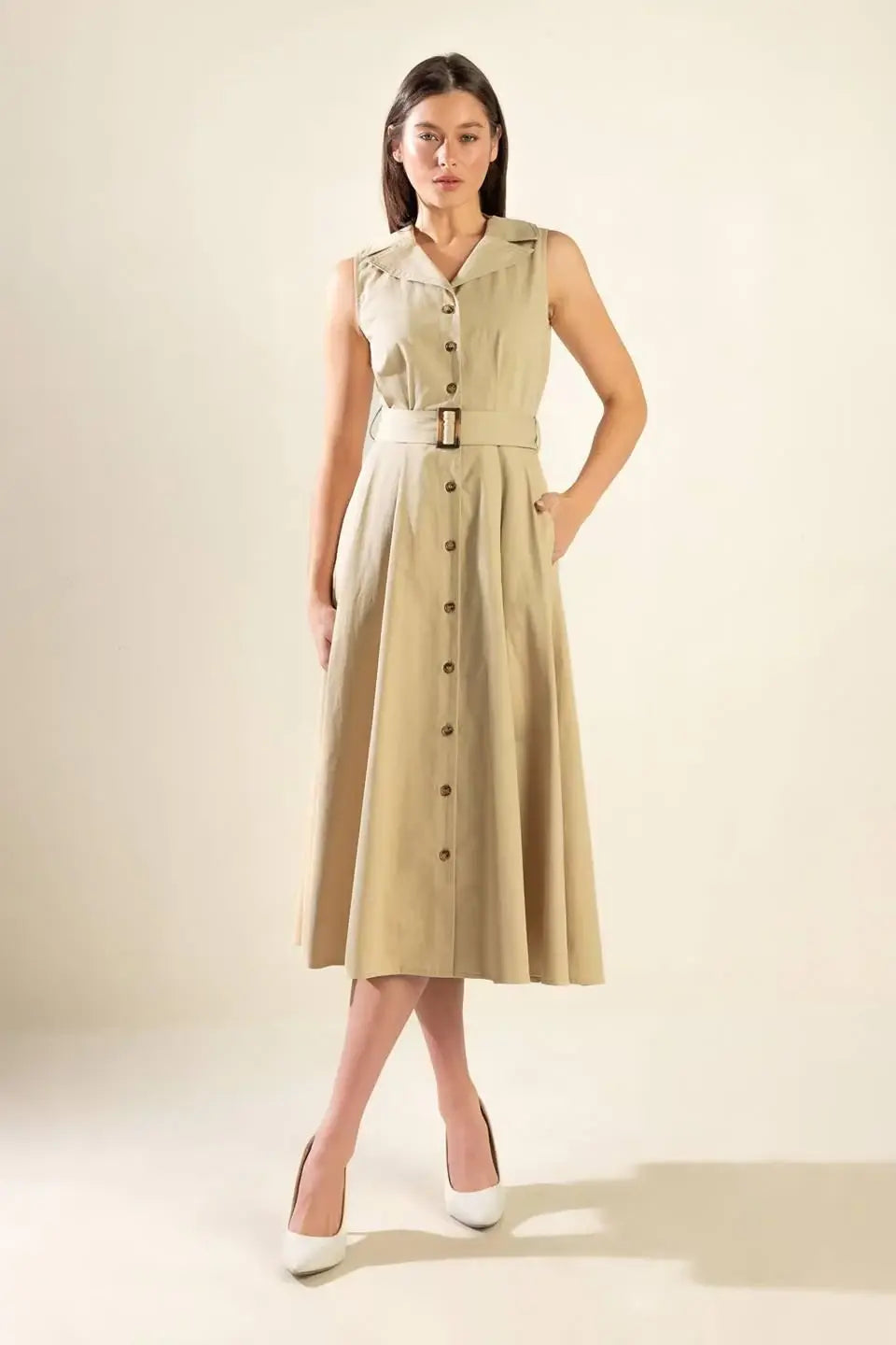 IDEAL APPROACH WOVEN MIDI DRESS - Flying Tomato - Flyclothing LLC