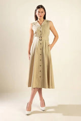 IDEAL APPROACH WOVEN MIDI DRESS - Flying Tomato - Flyclothing LLC