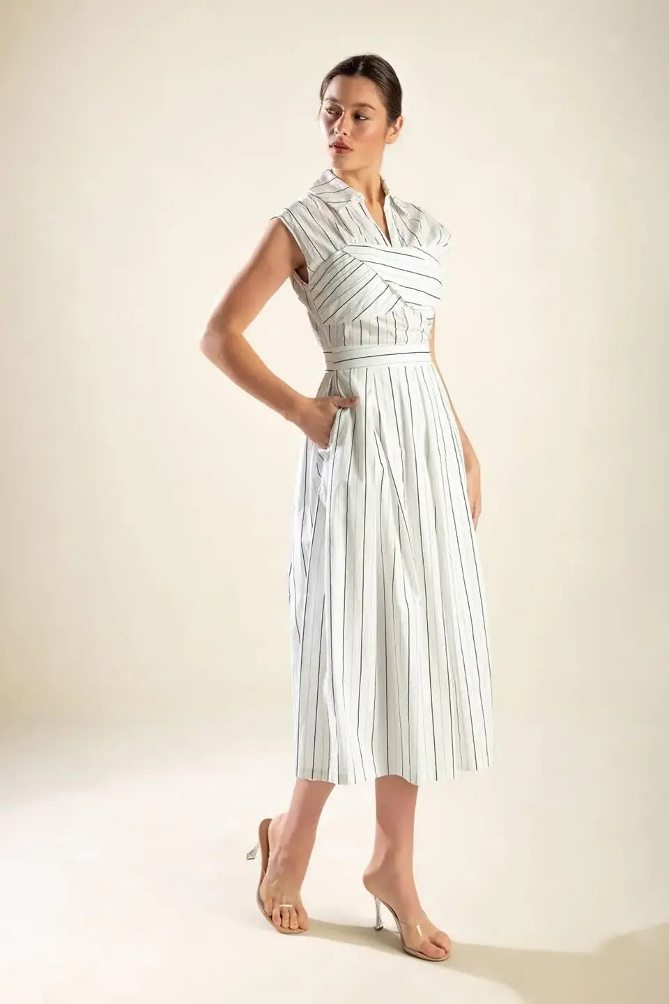 INCREDIBLY SENSATIONAL WOVEN MIDI DRESS - Flying Tomato - Flyclothing LLC