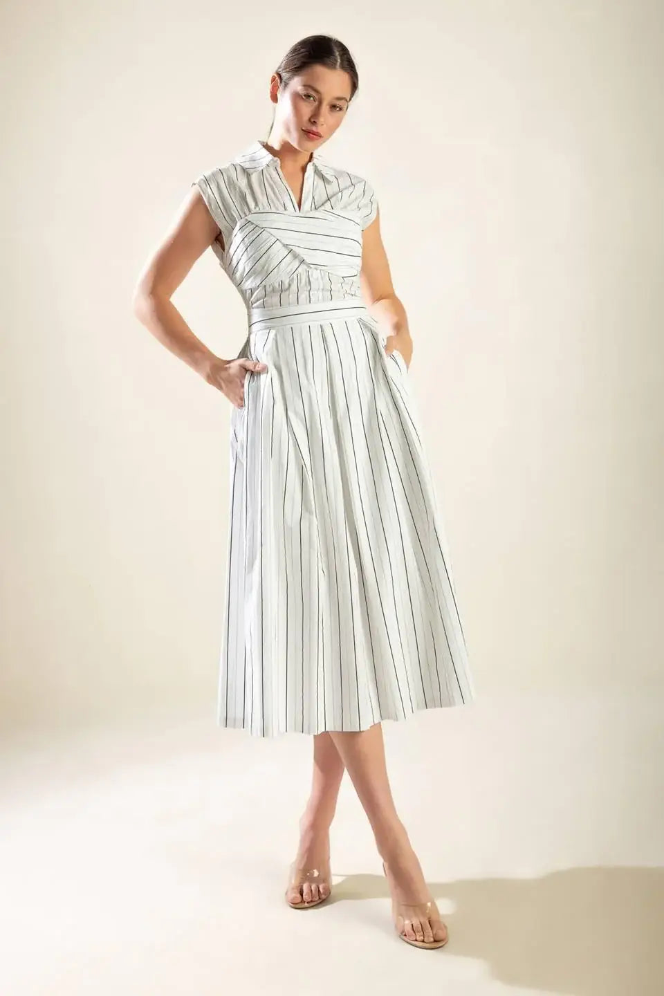 INCREDIBLY SENSATIONAL WOVEN MIDI DRESS - Flying Tomato - Flyclothing LLC