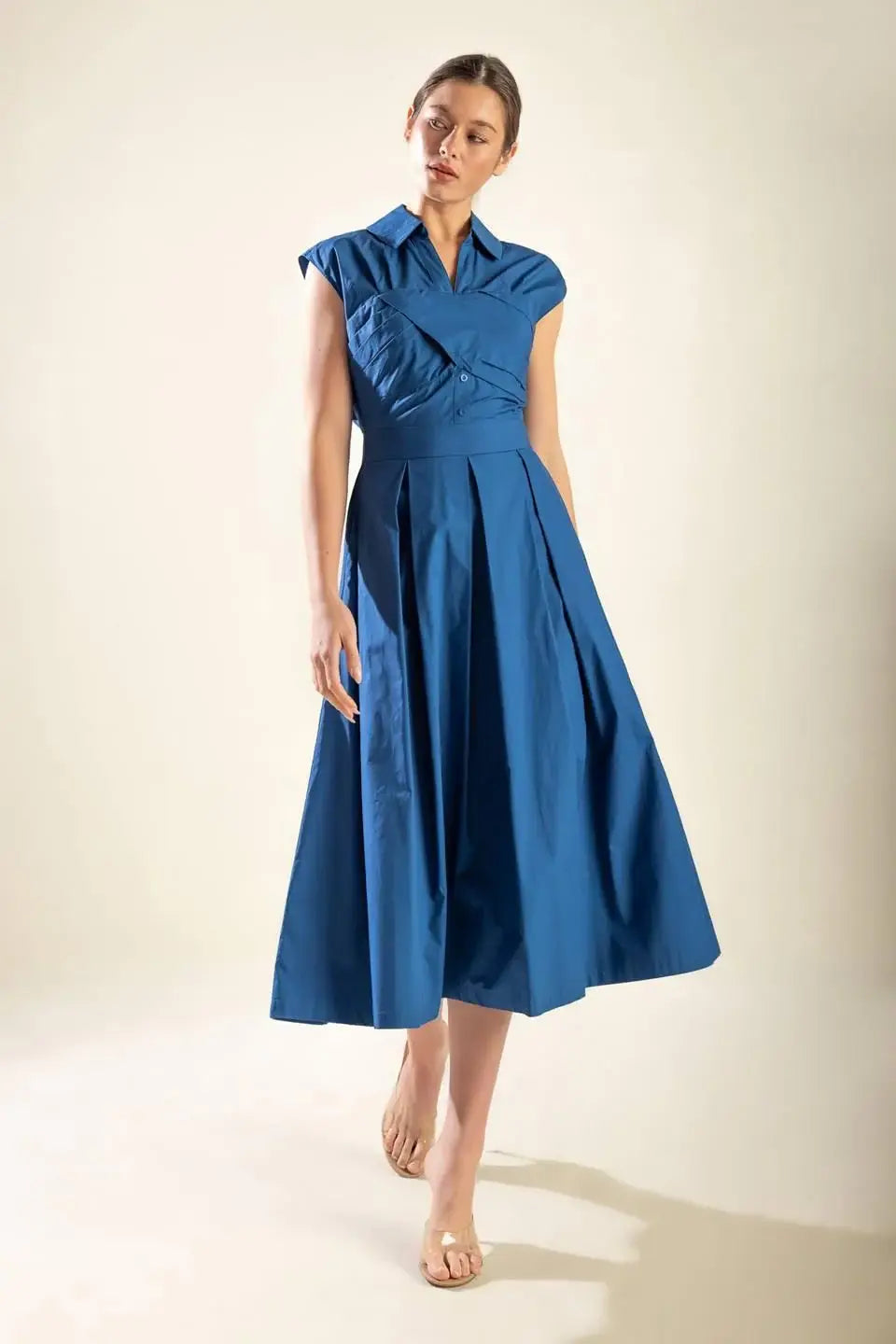 DREAMY IMPRESSION WOVEN MIDI DRESS - Flying Tomato - Flyclothing LLC