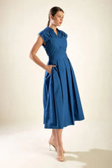 DREAMY IMPRESSION WOVEN MIDI DRESS - Flying Tomato - Flyclothing LLC