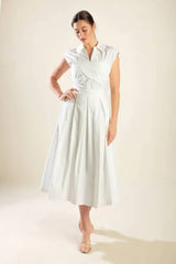 DREAMY IMPRESSION WOVEN MIDI DRESS - Flying Tomato - Flyclothing LLC