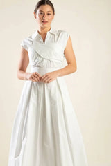 DREAMY IMPRESSION WOVEN MIDI DRESS - Flying Tomato - Flyclothing LLC