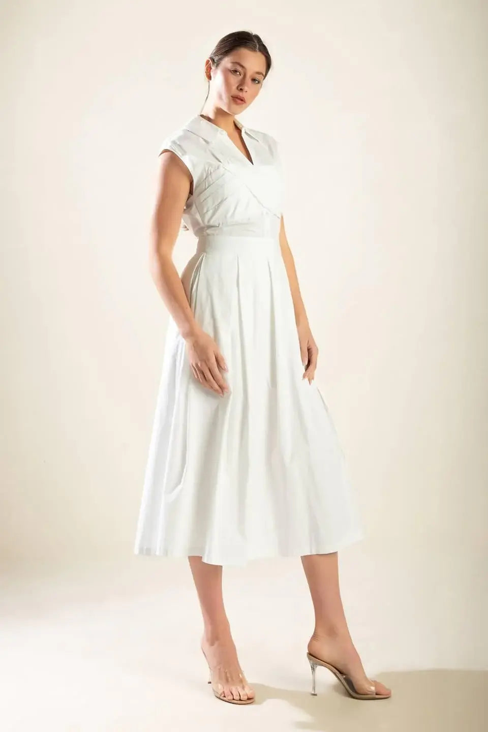 DREAMY IMPRESSION WOVEN MIDI DRESS - Flying Tomato - Flyclothing LLC