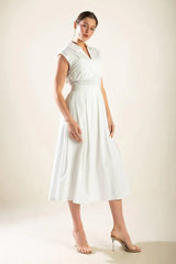 DREAMY IMPRESSION WOVEN MIDI DRESS - Flying Tomato - Flyclothing LLC