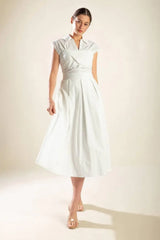 DREAMY IMPRESSION WOVEN MIDI DRESS - Flying Tomato - Flyclothing LLC
