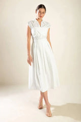 DREAMY IMPRESSION WOVEN MIDI DRESS - Flying Tomato - Flyclothing LLC
