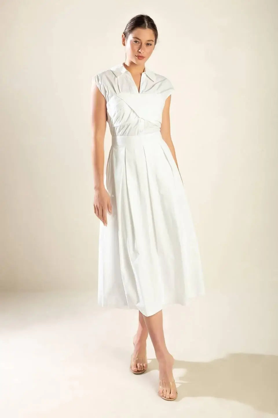 DREAMY IMPRESSION WOVEN MIDI DRESS - Flying Tomato - Flyclothing LLC