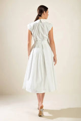 DREAMY IMPRESSION WOVEN MIDI DRESS - Flying Tomato - Flyclothing LLC