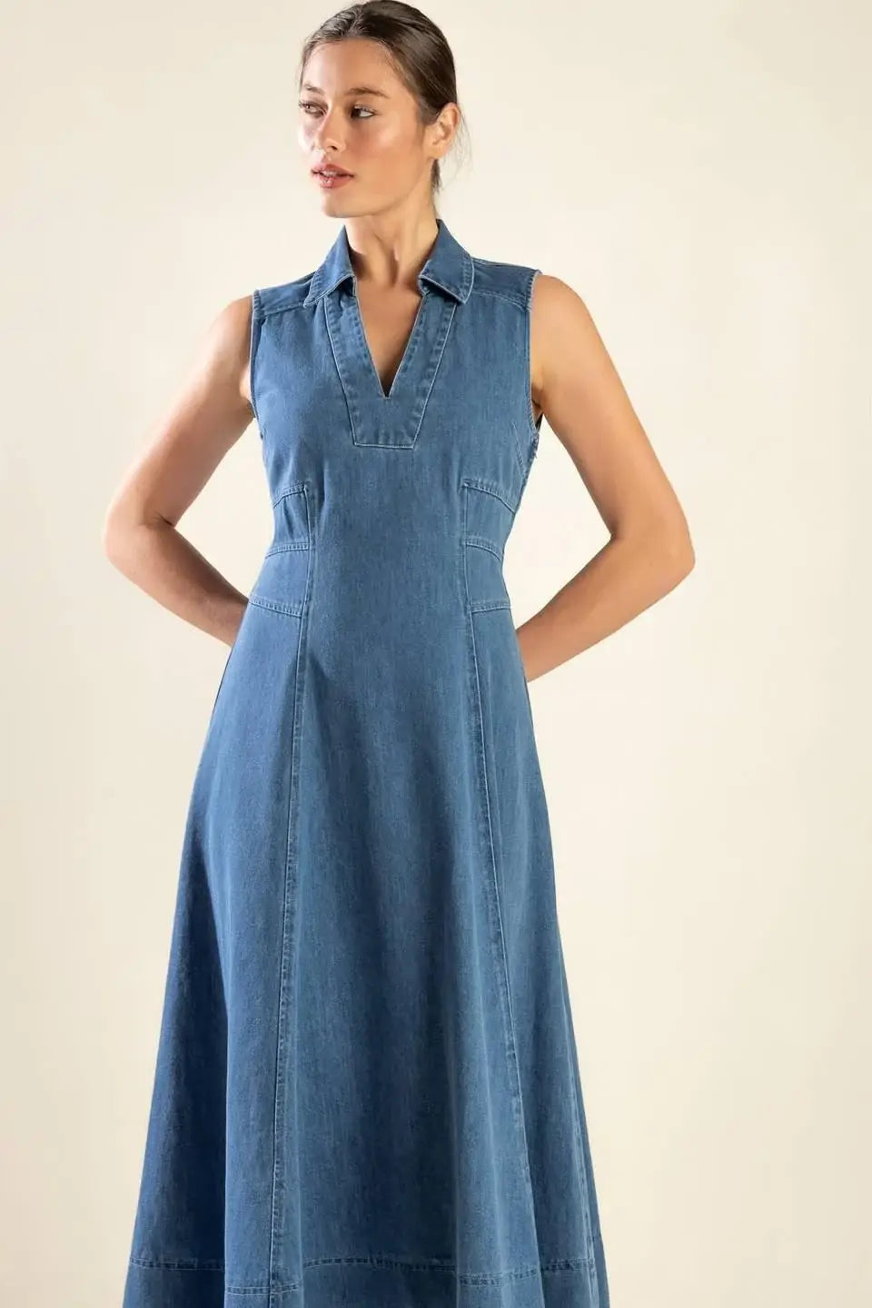 THE GENEVIEVE DENIM MIDI DRESS - Flying Tomato - Flyclothing LLC