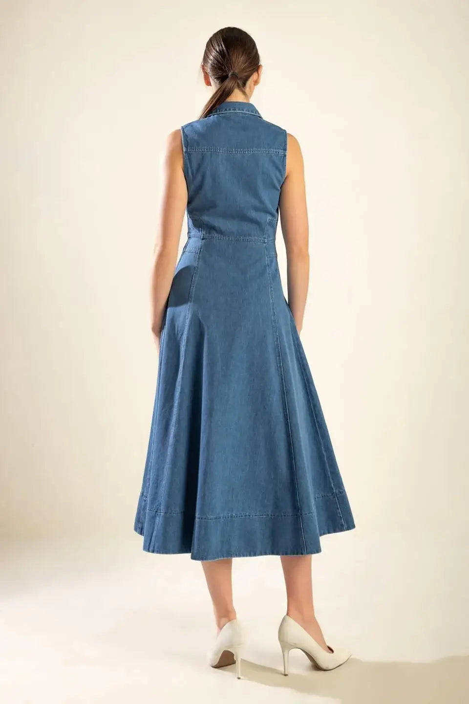 THE GENEVIEVE DENIM MIDI DRESS - Flying Tomato - Flyclothing LLC