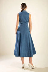 THE GENEVIEVE DENIM MIDI DRESS - Flying Tomato - Flyclothing LLC