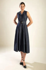 OASIS OF CALM RIGID DENIM MIDI DRESS - Flying Tomato - Flyclothing LLC