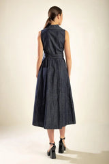 OASIS OF CALM RIGID DENIM MIDI DRESS - Flying Tomato - Flyclothing LLC