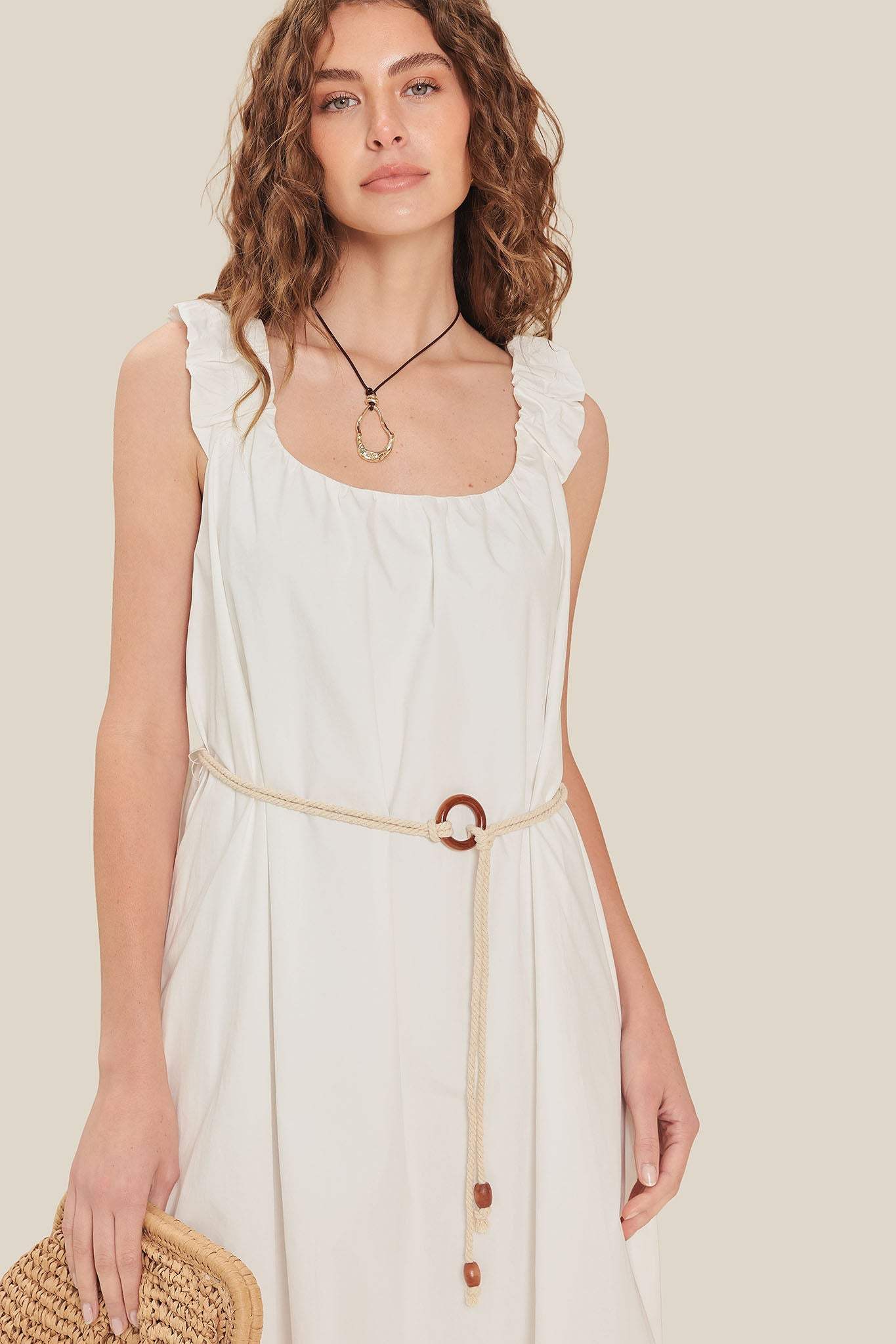 RIVERSIDE SIPS WOVEN MIDI DRESS - Flying Tomato - Flyclothing LLC