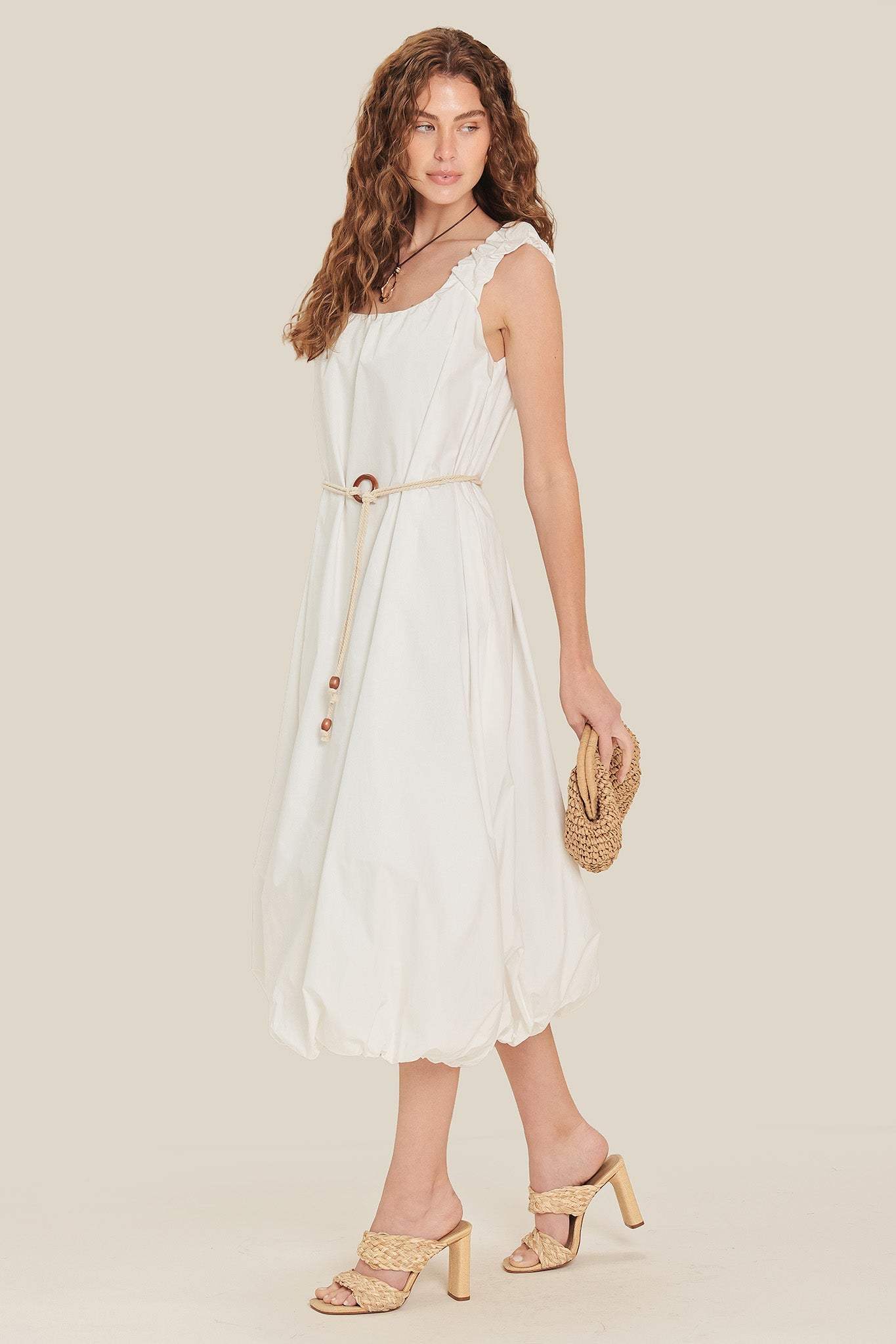 RIVERSIDE SIPS WOVEN MIDI DRESS - Flying Tomato - Flyclothing LLC