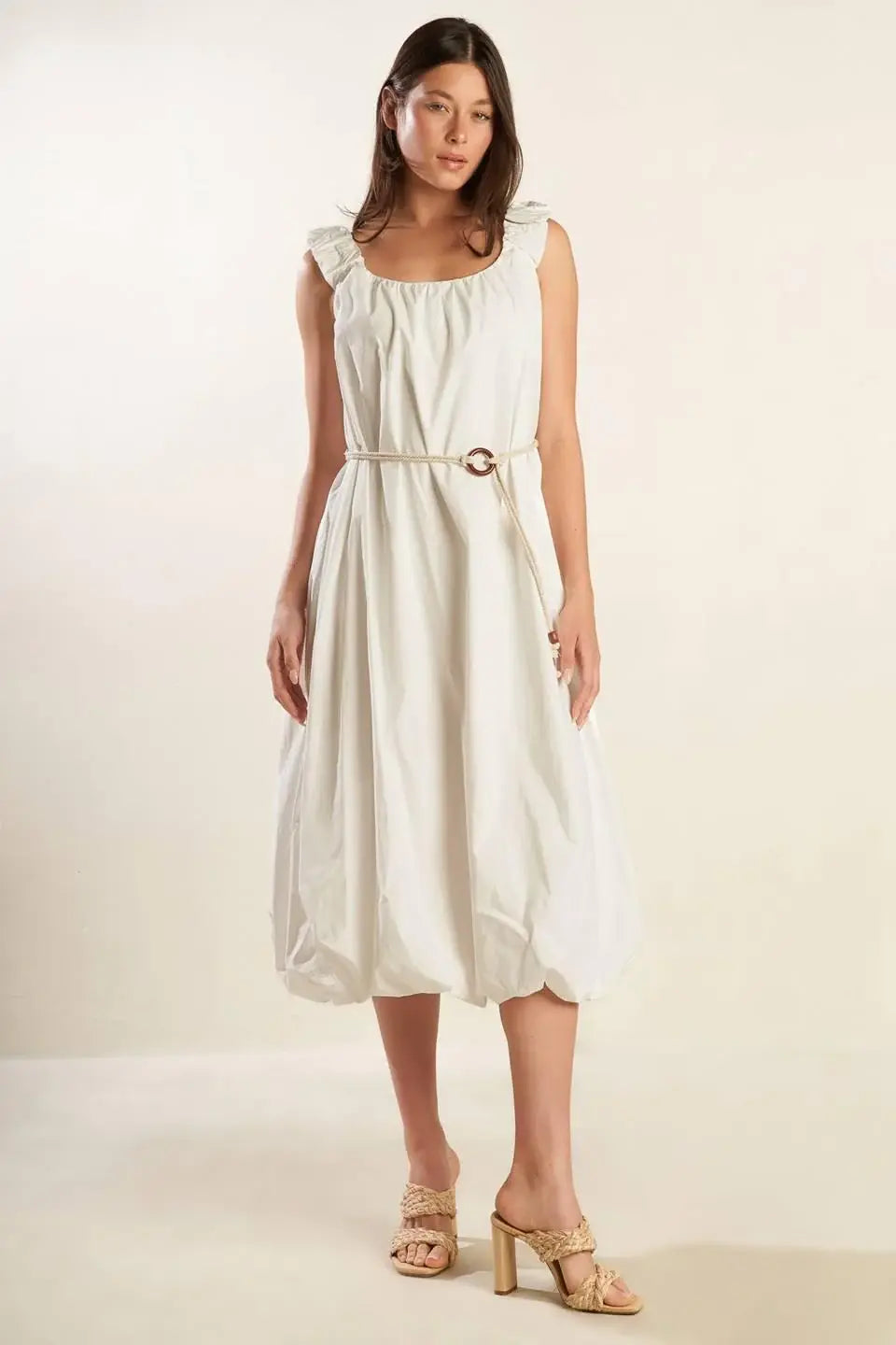 RIVERSIDE SIPS WOVEN MIDI DRESS - Flying Tomato - Flyclothing LLC