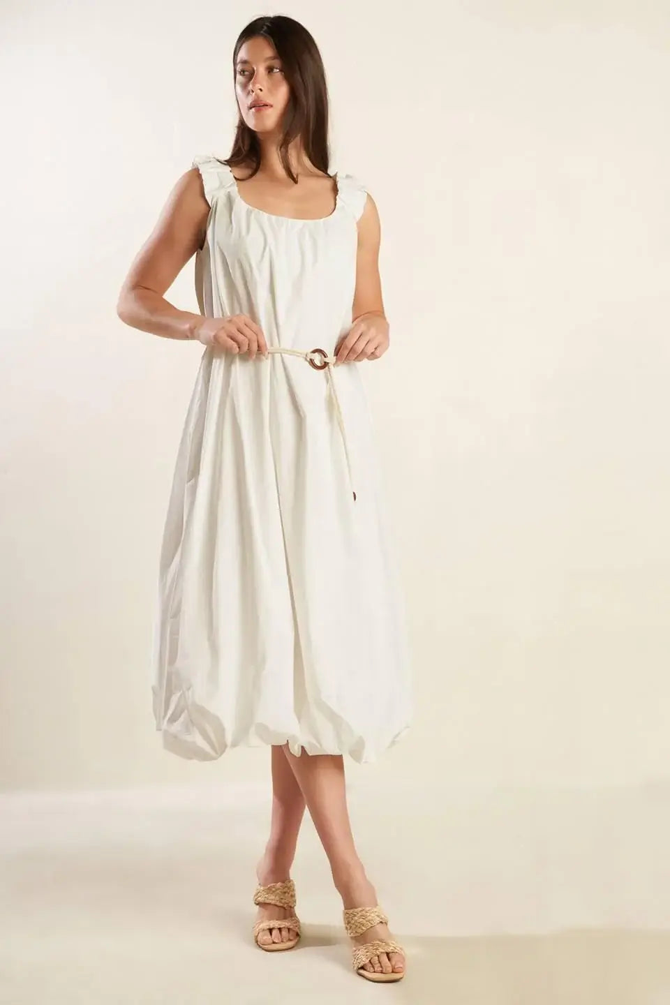 RIVERSIDE SIPS WOVEN MIDI DRESS - Flying Tomato - Flyclothing LLC