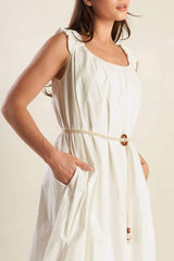RIVERSIDE SIPS WOVEN MIDI DRESS - Flying Tomato - Flyclothing LLC