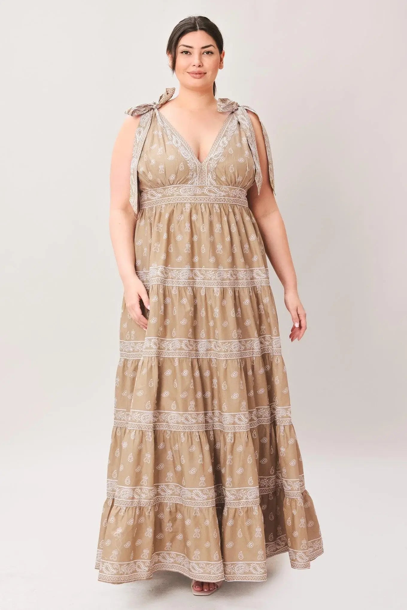 CUDDLY ATTITUDE TAUPE WOVEN MAXI DRESS - Flying Tomato - Flyclothing LLC