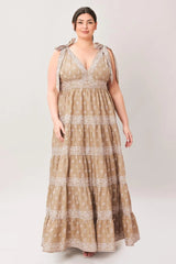 CUDDLY ATTITUDE TAUPE WOVEN MAXI DRESS - Flying Tomato - Flyclothing LLC