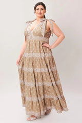 CUDDLY ATTITUDE TAUPE WOVEN MAXI DRESS - Flying Tomato - Flyclothing LLC