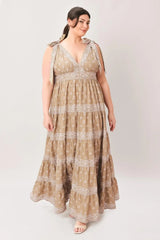 CUDDLY ATTITUDE TAUPE WOVEN MAXI DRESS - Flying Tomato - Flyclothing LLC