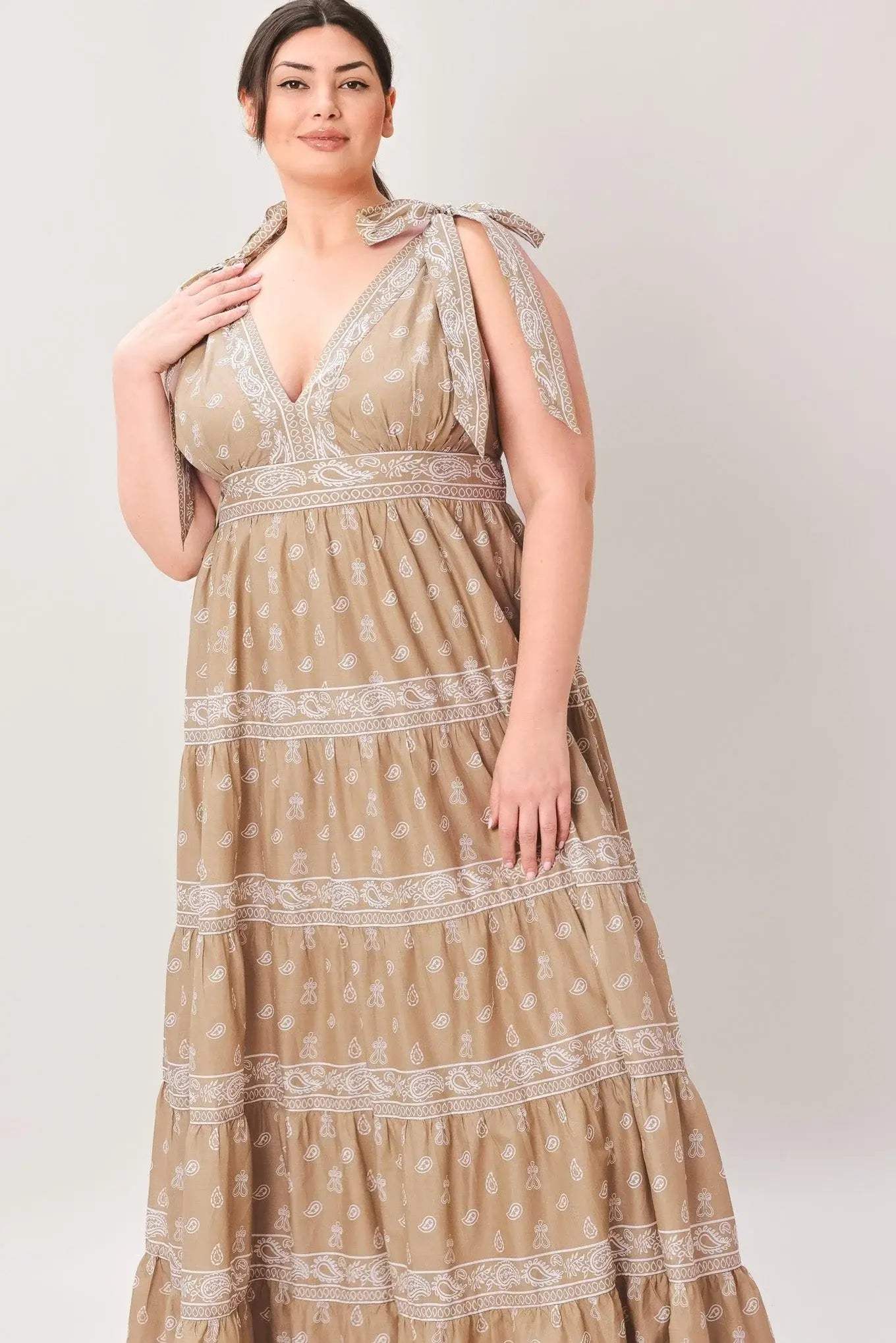 CUDDLY ATTITUDE TAUPE WOVEN MAXI DRESS - Flying Tomato - Flyclothing LLC