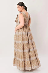 CUDDLY ATTITUDE TAUPE WOVEN MAXI DRESS - Flying Tomato - Flyclothing LLC
