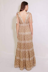 CUDDLY ATTITUDE TAUPE WOVEN MAXI DRESS - Flying Tomato - Flyclothing LLC