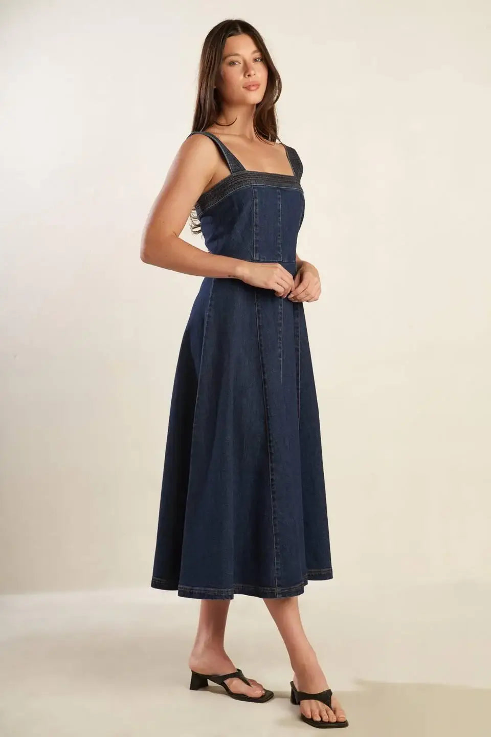 TERRIFIC TIMING DENIM MIDI DRESS - Flying Tomato - Flyclothing LLC