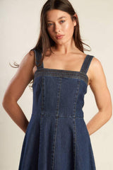 TERRIFIC TIMING DENIM MIDI DRESS - Flying Tomato - Flyclothing LLC