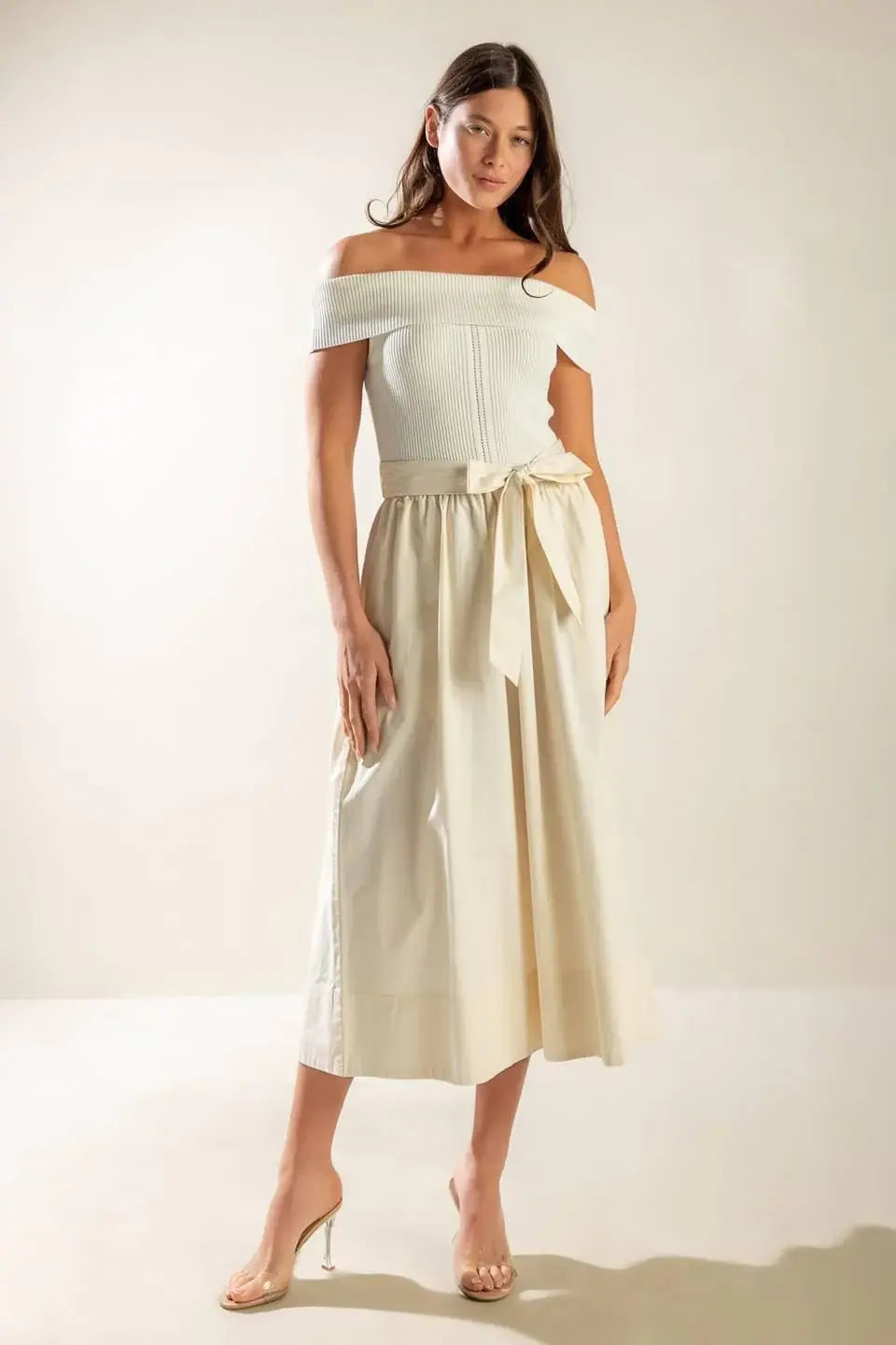 SOCIAL SEASON OFF SHOULDER MIDI DRESS - Flying Tomato - Flyclothing LLC