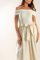 SOCIAL SEASON OFF SHOULDER MIDI DRESS - Flying Tomato - Flyclothing LLC