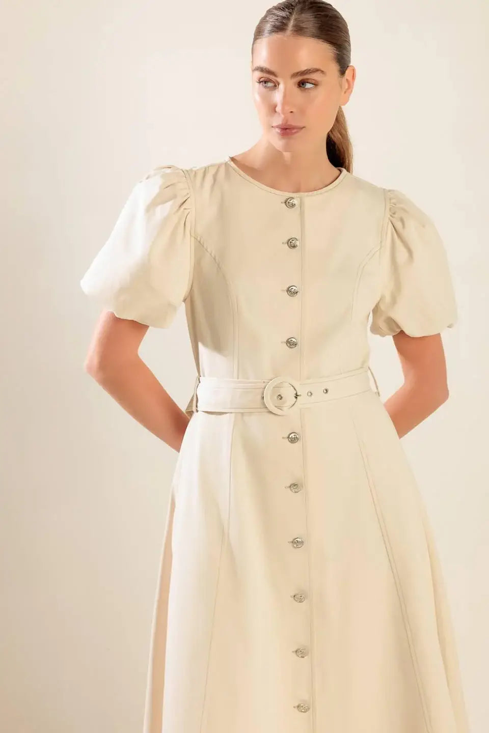 CAPTURED BY THE NIGHT TWILL MIDI DRESS - Flying Tomato - Flyclothing LLC