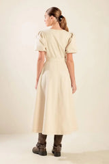 CAPTURED BY THE NIGHT TWILL MIDI DRESS - Flying Tomato - Flyclothing LLC