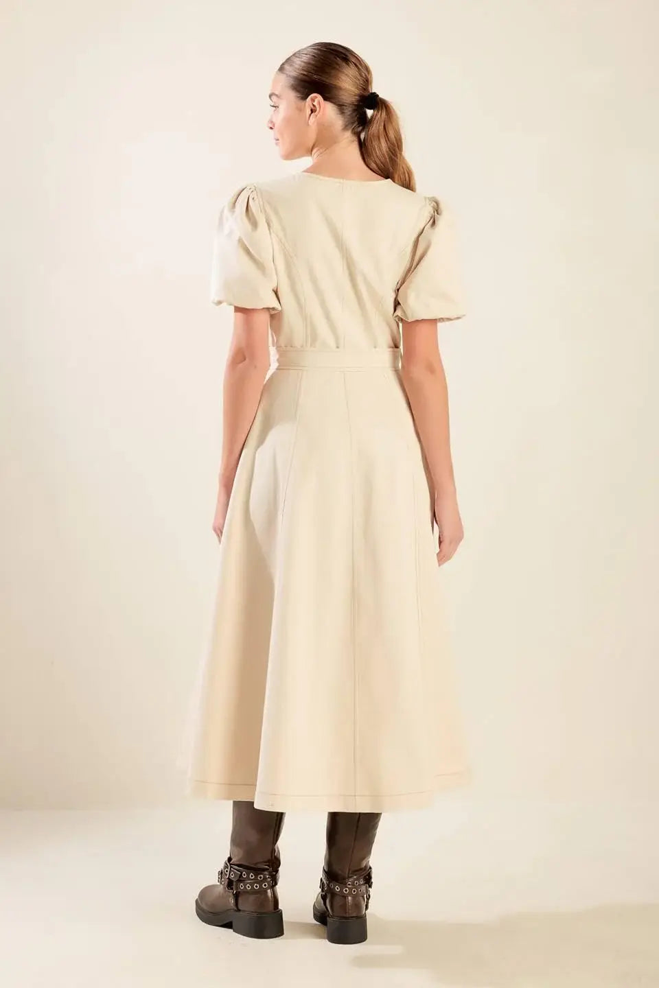 CAPTURED BY THE NIGHT TWILL MIDI DRESS - Flying Tomato - Flyclothing LLC