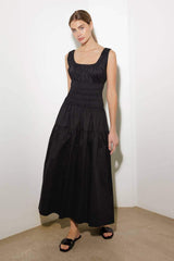 LOVELIEST LOOKS BLACK WOVEN MIDI DRESS - Flying Tomato - Flyclothing LLC