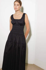 LOVELIEST LOOKS BLACK WOVEN MIDI DRESS - Flying Tomato - Flyclothing LLC
